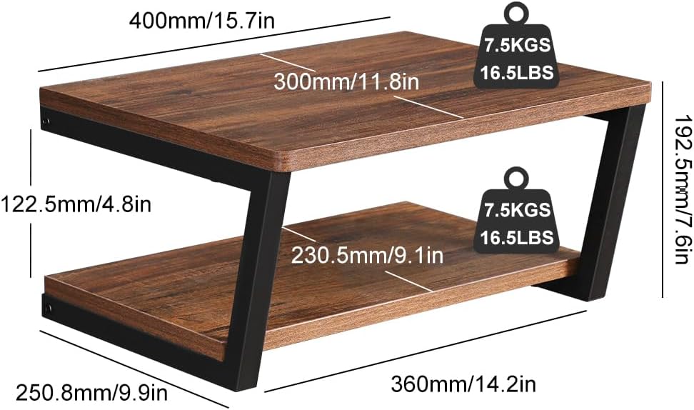 LUCKUP Floating Wall Shelves Wall Mounted Projector Shelf Wood AV Media Stand...