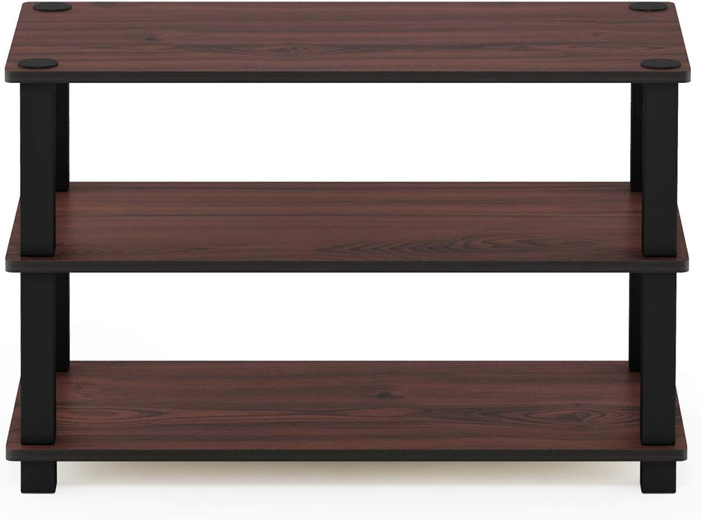 Furinno Turn-S-Tube 3-Tier Shoe Rack, Dark Cherry/Black
