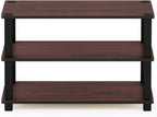 Furinno Turn-S-Tube 3-Tier Shoe Rack, Dark Cherry/Black
