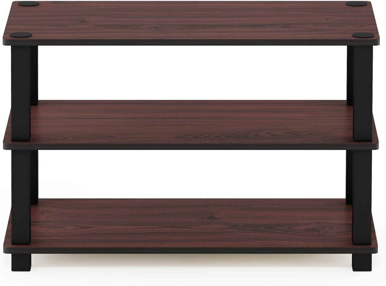 Furinno Turn-S-Tube 3-Tier Shoe Rack, Dark Cherry/Black