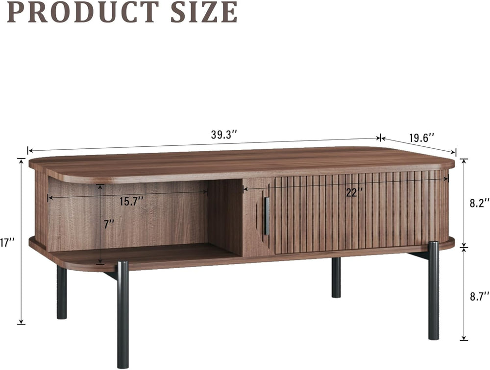 Coffee Table, 39.4" Mid Century Modern Coffee Tables for Living Room, Co...
