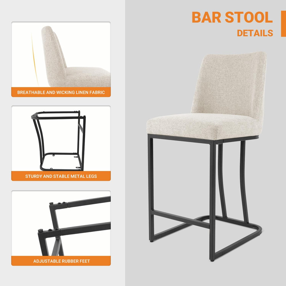 Counter Height Bar Stools Set of 4, 24 Inch Seat Height Bar Chairs for Kitche...