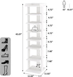 HOMEFORT 7-Tier Wood Shoe Rack, Entryway Shoe Tower,Vertical Shoe Organizer, Wooden Shoe Storage Stand, White