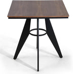 Square Cafe Table - 27.6" Oak Wood Top, Metal Frame, 28.15" High, Modern Industrial Dining Table for Kitchen, Home Office, Bistro, Compact for Space Saving