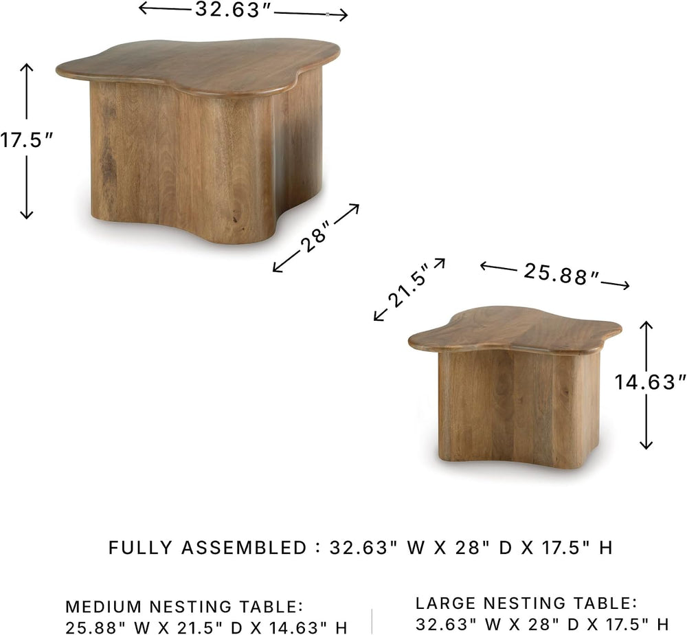 Signature Design by Ashley Solid Mango Wood Nesting Coffee Table Set of 2 | S...