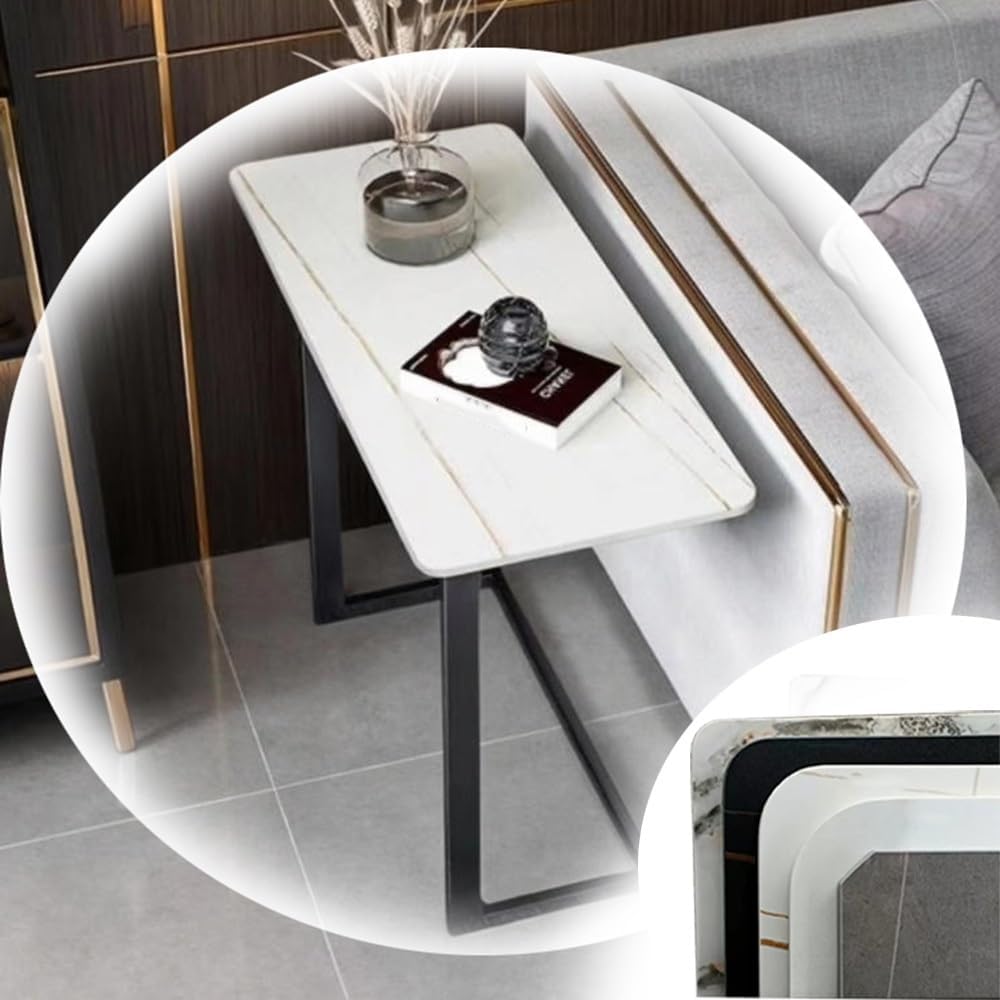 Sintered Stone End Tables C Shaped Couch Table Narrow Snack Table Living Room...