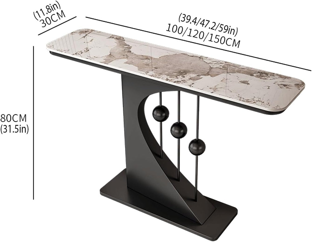 Faux Marble Console Table,Narrow Long Entryway Table,with Geometric Metal Fra...