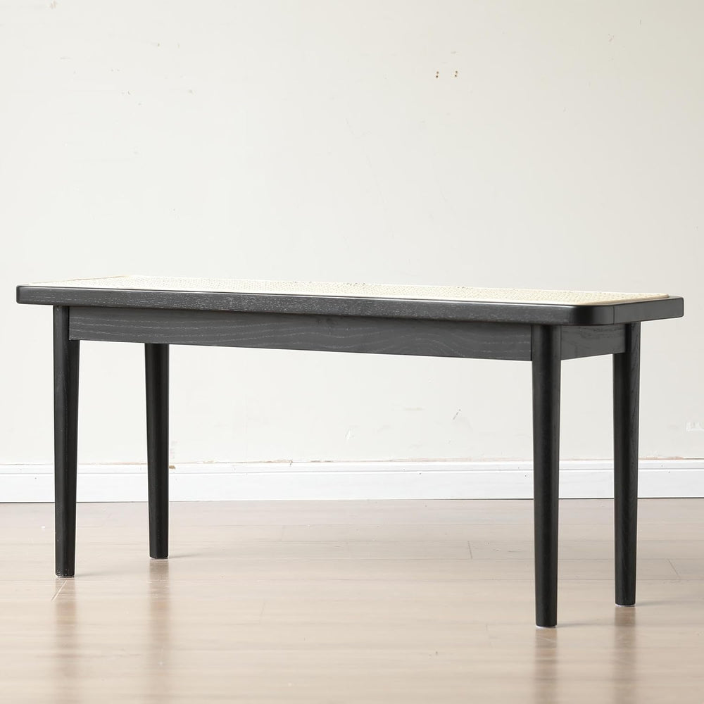 GDFStudio 47.24" Solid Oak Wood Dining Bench with Handwoven Rattan Seat,...