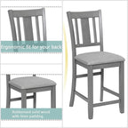 Dining Table Set for 4, Modern 5 Piece Dining Room Table Set with Square Table & 4 Slatted Backrest Upholstered Chairs, Counter Height Kitchen Chairs Set for Small Space, Gray