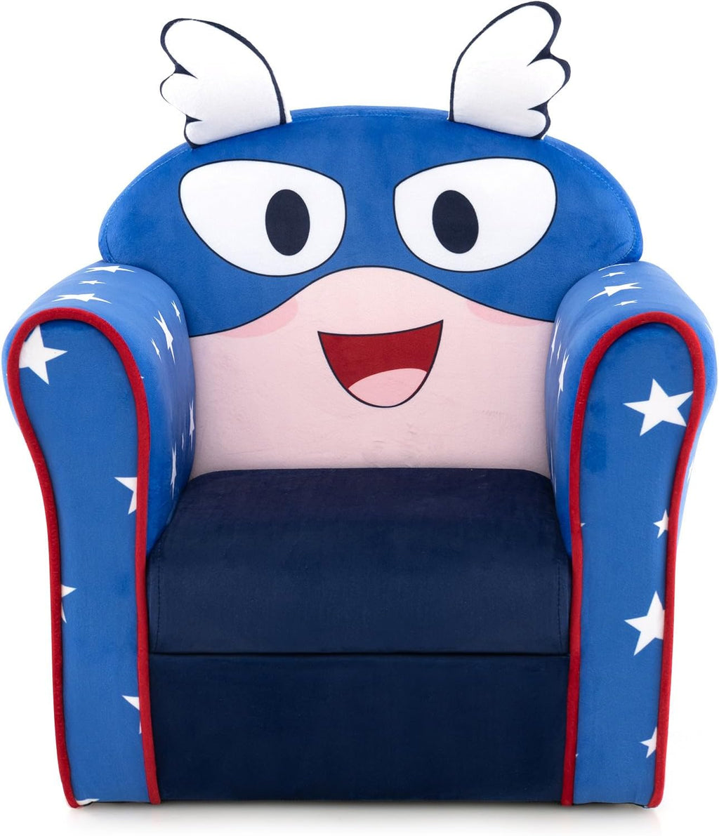 Costzon Kids Couch, Children's Sofa Armrest Chair with Pattern, Toddler Furniture w/Sturdy Wood Construction, Preschool, Lightweight Kids Couch Sofa Chair for Boys & Girls Gifts, Flyman