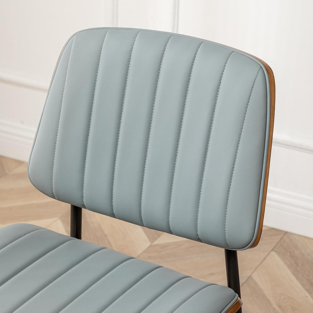 LUNLING Dining Room Chairs Mid Century Modern Retro Blue Faux Leather Chair w...