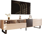 Ball & Cast 70" Modern TV Stand for TVs up to 80", Media Console with Drop-Down Door, 2 Drawers & Adjustable Shelf, Entertainment Center w/Ample Storage for Living Room, Home Theatre, Natural Wood
