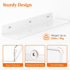 Lifewit Floating Shelves for Wall, 8 Pack Clear Acrylic Shelf 15" Room Decor for Bookcase/Vinyl Record Display/Photo/Picture in Bedroom, Living Room, Bathroom, Kitchen Storage and Organization