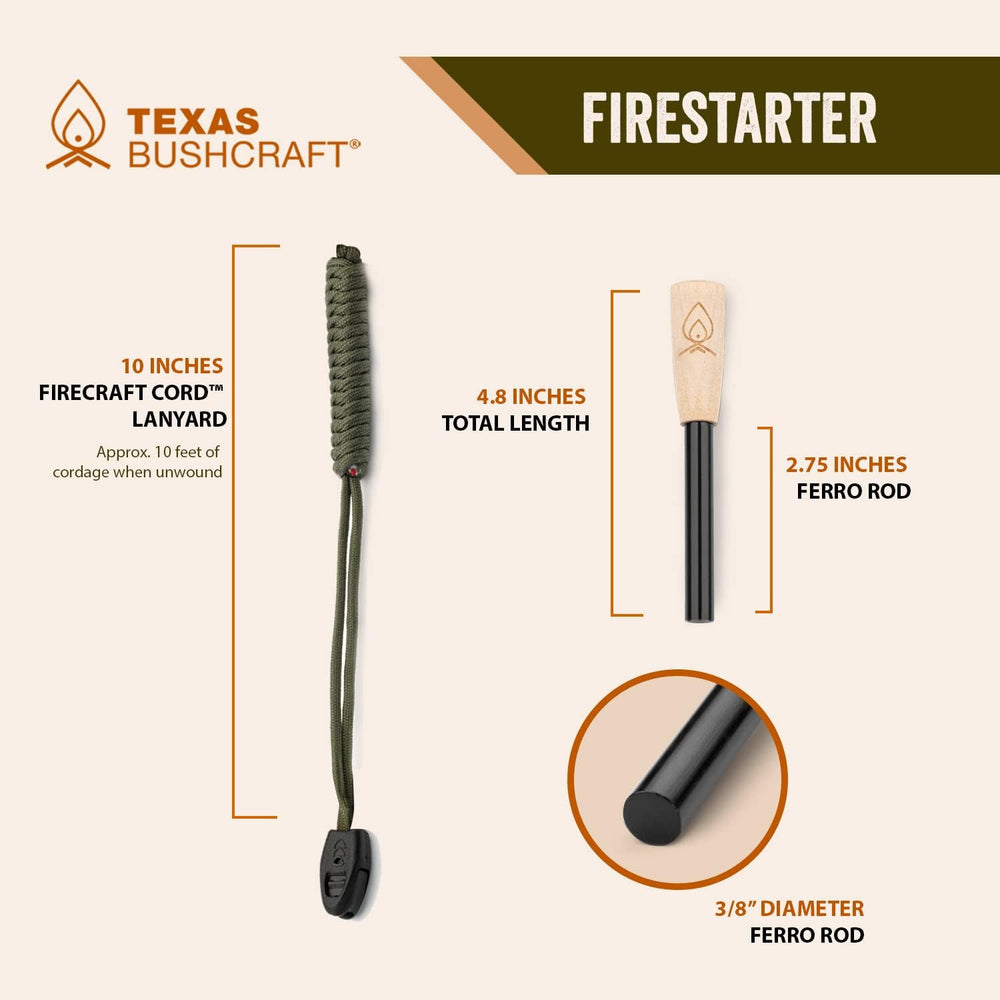 Fire Starter Survival Kit - Ferro Rod Flint Fire Steel, Striker Tool | Cowhid...