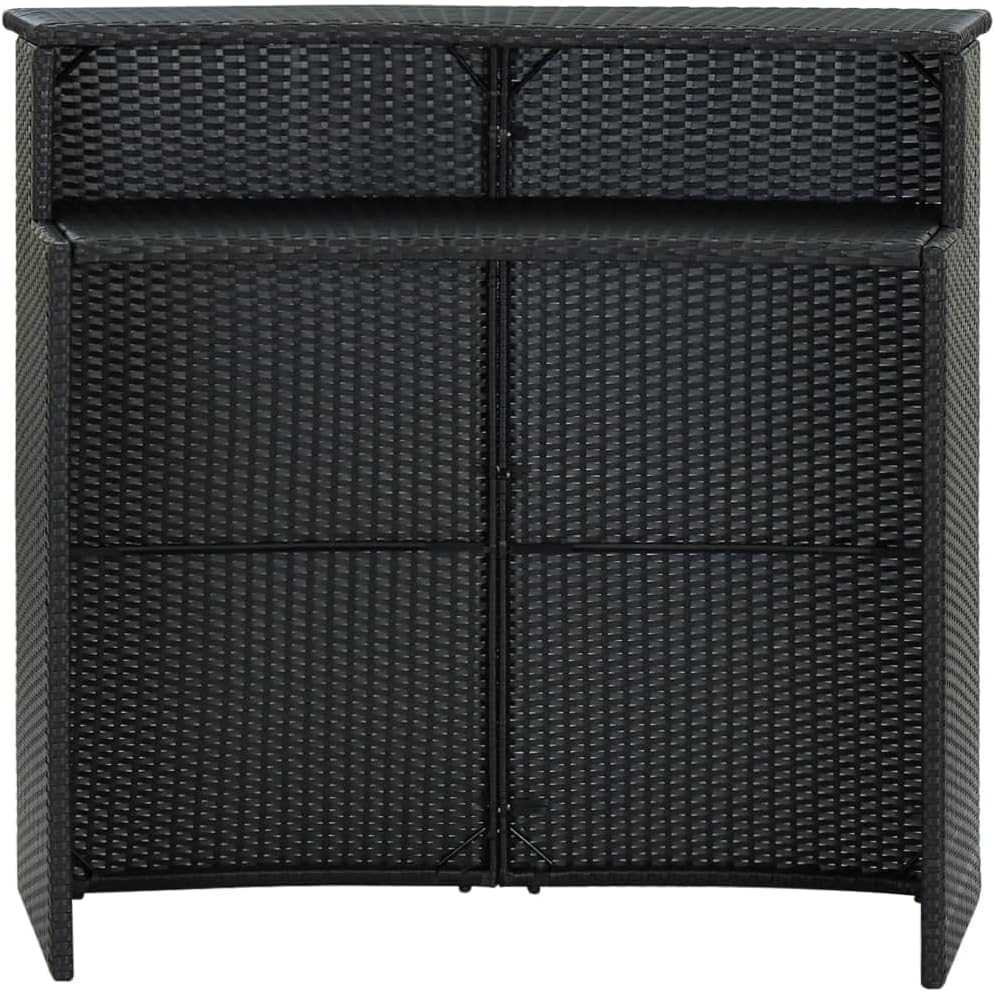 vidaXL Black Patio Bar Table | Modern Design | Weather- | Lightweight & Durable | Poly Rattan Powder-Coated Steel Frame | Dimensions: 47.2"x21.7"x43.3"