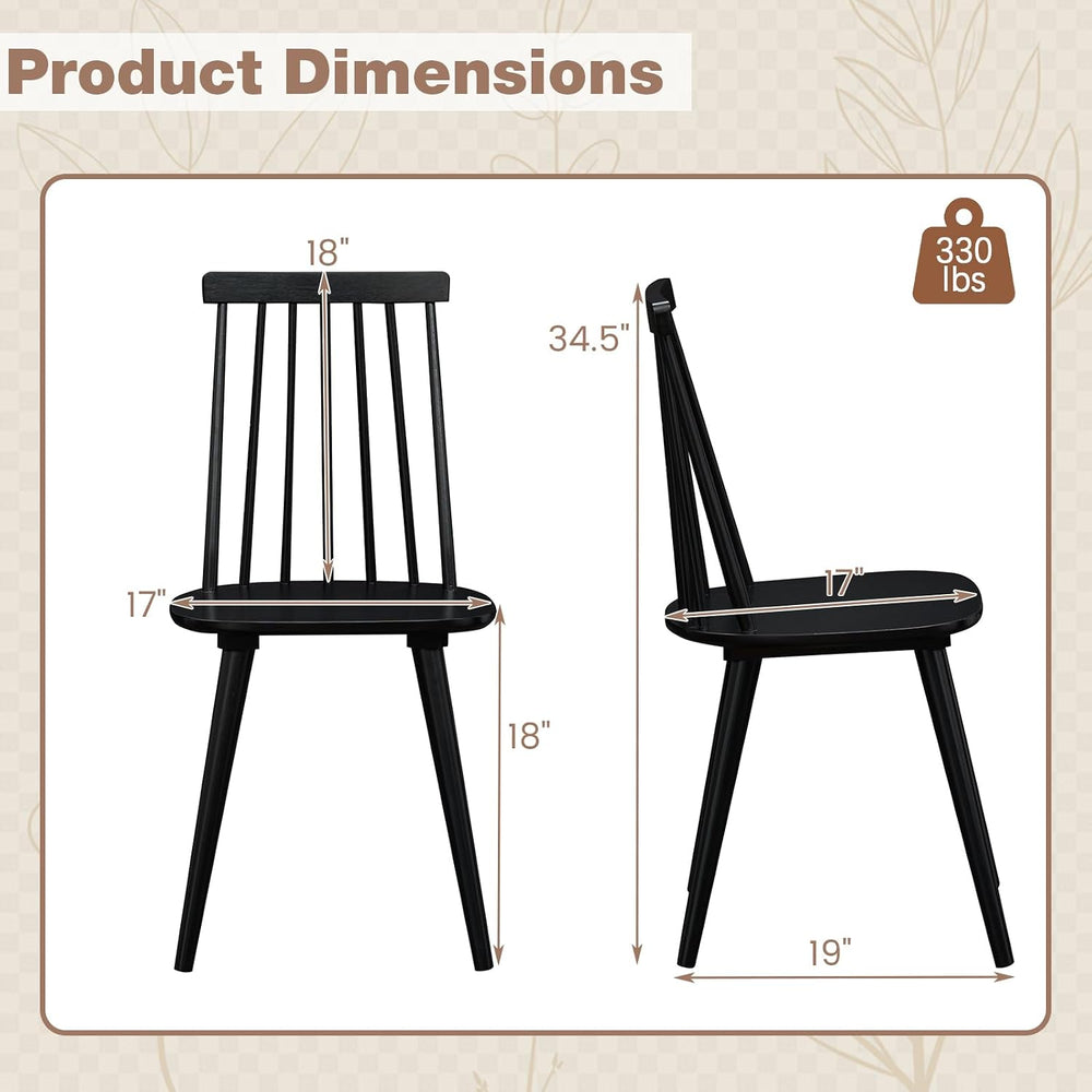 GOFLAME Windsor Dining Chairs Set of 2, Farmhouse Kitchen Chairs with Rubber ...