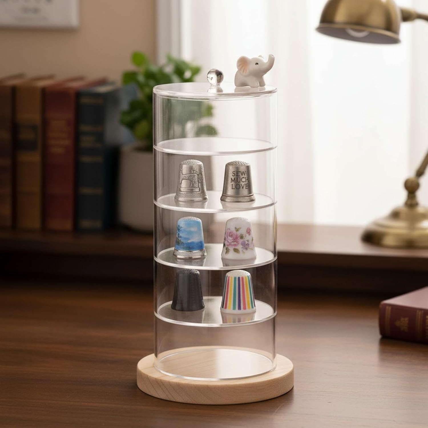 ZENFUN 5 Layers Acrylic Belt Organizer, Stackable Belt Storage Box Clear Display Case Vanity Organizer for Watch, Hair Accessories, Jewelry, Closet and Drawer, 2.6" H x 5.5" Dia