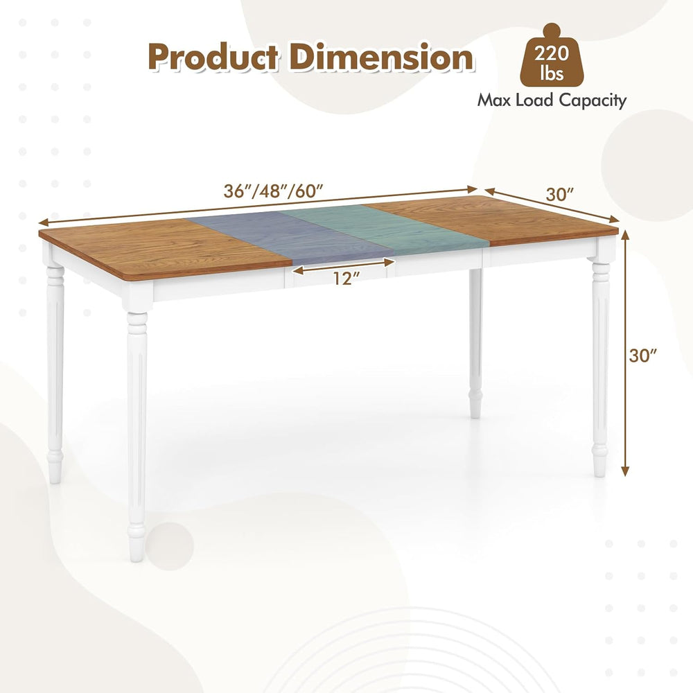 Giantex Rectangular Extendable Dining Table for 4-8 People with Rubber Wood L...