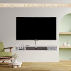 Floating TV Unit, 71'' Wall Mounted TV Cabinet, Floating Shelves with Door, Modern Entertainment Media Console Center Large Storage TV Bench for Living Room & Office (70.86IN, Grayish White)