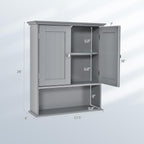 Tangkula Bathroom Wall Cabinet, Wooden Hanging Cabinet with Doors & Shelves, Multipurpose Storage Cabinet for Restroom Kitchen Living Room, Wall Mounted Bathroom Medicine Cabinet (Grey)