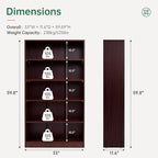 NicBex 59.8“ Heavy Dute Wood Bookcase with Adjustable Shelves, Modern Manga Bookshelf for Living Room, Office, Small Spaces, Manga and Book Shelves Storage, Tip-Over Resistant, 33" Wide Cherry