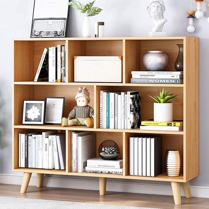 IOTXY Wooden Open Shelf Bookcase - 3-Tier Floor Standing Display Cabinet Rack...