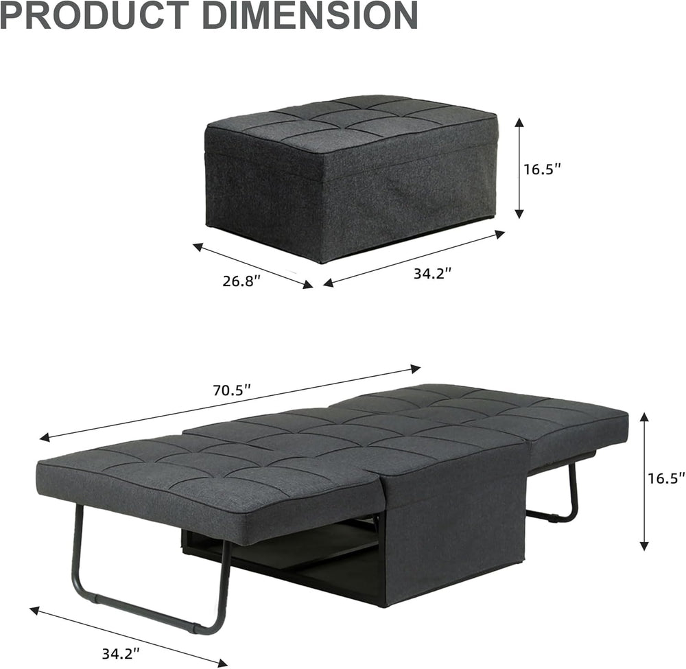 Ainfox Convertible Sofa Bed, 4 in 1 Multi-Function Folding Ottoman Bed with A...