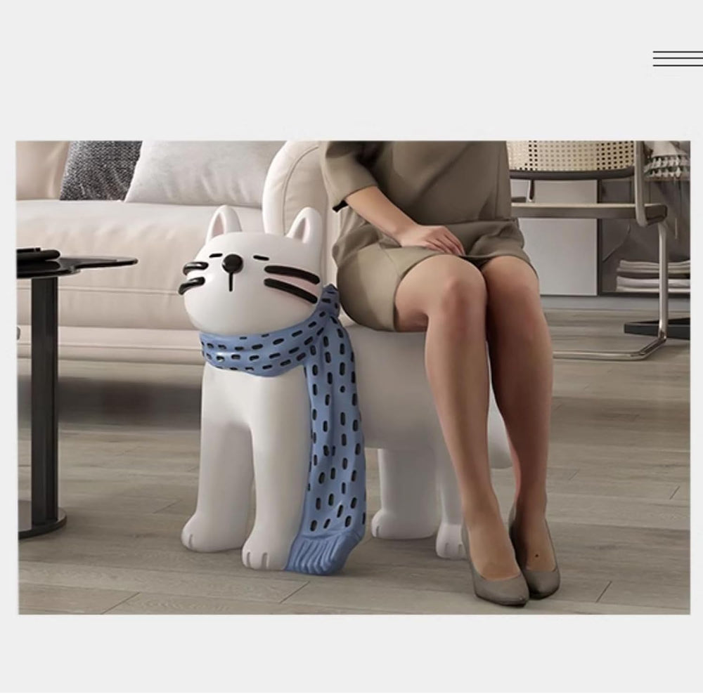 AETVRNI Adorable Cat-Shaped Side Table, 21" Lx13 Wx20 H,Animal-Shaped Re...