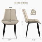 Dining Chairs, Modern PU Leather Dining Room Chair with Sturdy Metal Legs, Upholstered Seat Dinner Chairs Accent Side Chairs for Indoor Kitchen Living Room (Light Grey, Set of 4)
