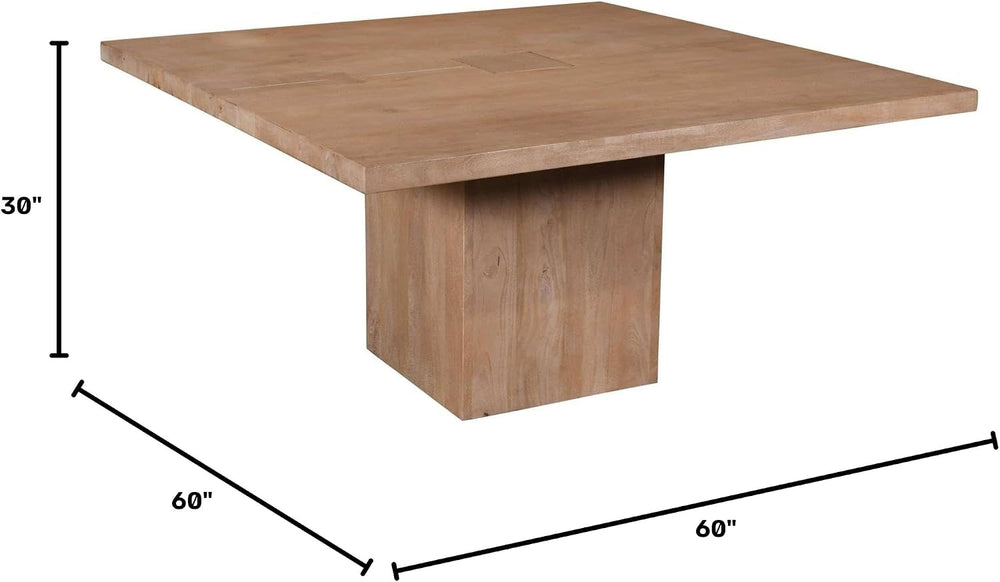 Sequoia 60" Square Rustic Modern Solid Wood Butcher Block Pedestal Dinin...