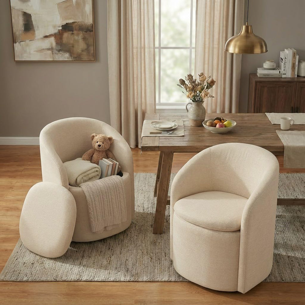 KISLOT Upholstered Dining Chairs with Casters, No Assembly Rolling Modern Din...