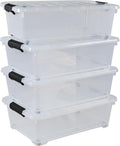 Saedy 20 L Clear Under Bed Storage Bins with Lids, 4 Pack Wheeled Underbed Storage Containers Boxes