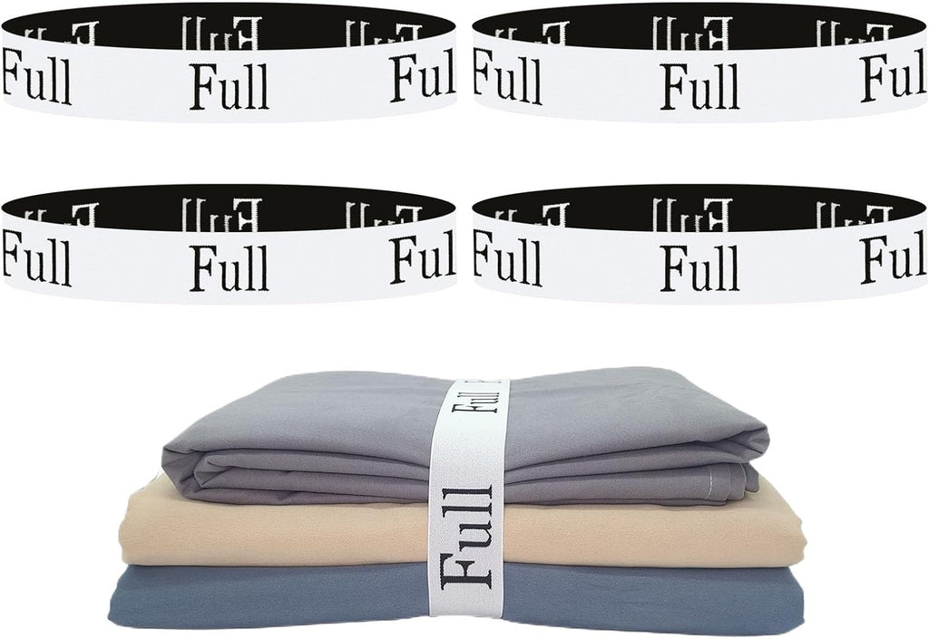 4 Pieces Bed Sheet Organizer Bands, Sheet Organizers and Storage Label Bands, Sheet Label for Bedding, Sheets Organizer for Closet,Sheet Keepers Linen Labels Bedding Bands (4Pcs Full)