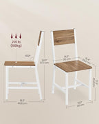 VASAGLE Dining Chair Set of 2, Rustic Wood Chairs with Metal Steel Frame, Easy to Assemble, Comfortable Seat, Modern Farmhouse Chair for Kitchen, Bedroom, Living Room, Wheat Brown and Cloud White