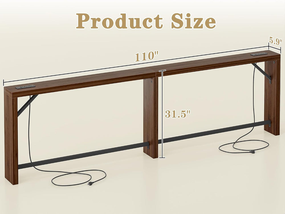 TIQLAB Sofa Table, 110 inch (1.2'' Thick Tabletop) Long Console Table...
