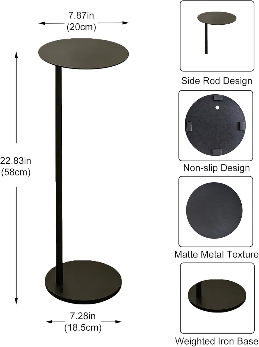 Metal Modern Drink Table, C Shaped Pedestal Table, Martini Round Side Table f...