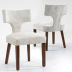 Soft Padded Dining Chairs Set of 4, Modern Farmhouse Upholstered Chairs with Linen Fabric & Rubber Wood Legs, Ergonomic Armless Seats for Dining Room Kitchen Living Room (Beige)