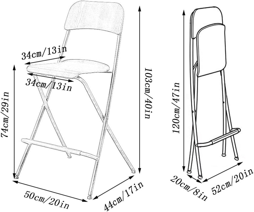 25in/29in Folding Breakfast Bar Stool, Modern Foldable Wooden Seat Tall Chair...
