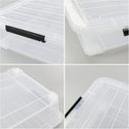 4-Pack 40 Quart Large Plastic Under Bed Storage Bin, Underbed Box With Wheels/Lids, Clear