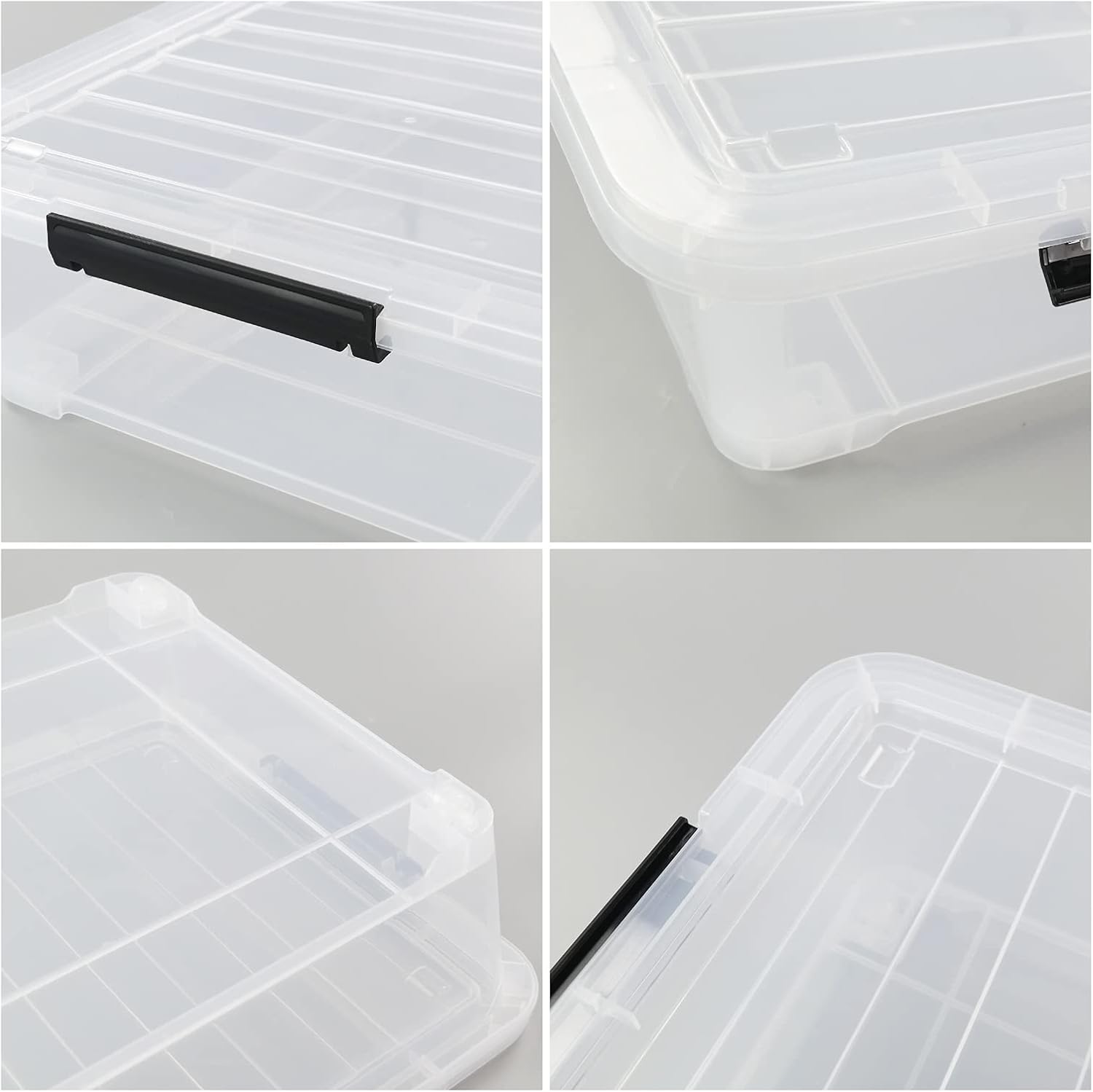 4-Pack 40 Quart Large Plastic Under Bed Storage Bin, Underbed Box With Wheels/Lids, Clear
