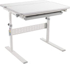 Mount-It! Kids Adjustable Desk with Tilting Desktop, Height Adjustable Study Table with Storage Drawer, Ergonomic Desk for Writing, Drawing & Homework, 31.5" x 26" Desktop Size (Gray)