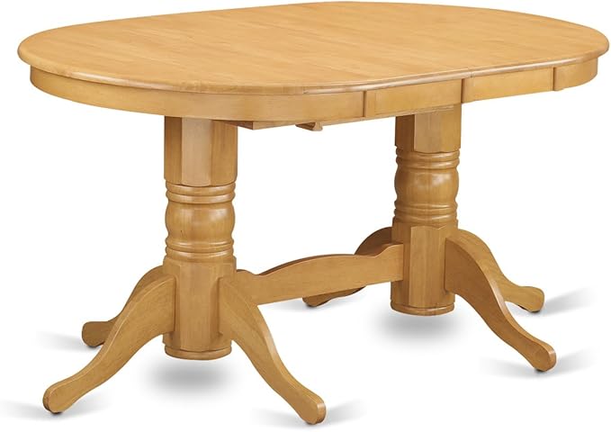 East West Furniture VANO9-OAK-W 9 Piece Kitchen Table Set Includes an Oval Dining Table with Butterfly Leaf and 8 Dining Room Chairs, 40x76 Inch, Oak