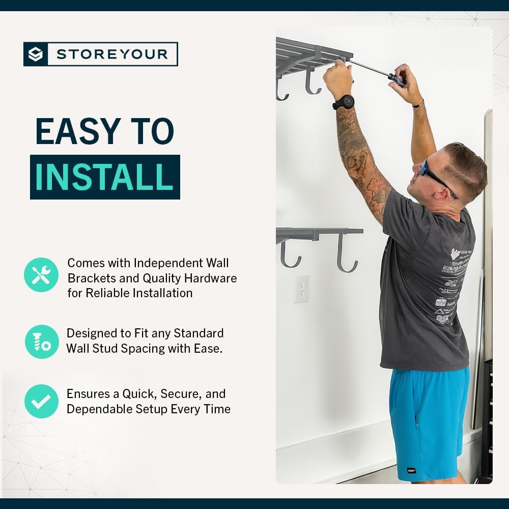 StoreYourBoard Heavy Duty Garage Shelf Wall Mount 1ft x 4ft – Wall-Mounted Shelving for Storage & Organization – Heavy Duty Garage Shelves for Tools, Bins, & Equipment – Holds 400 lbs – Gray