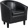 Yaheetech Barrel Chair, Faux Leather Accent Chair, Leather Armchair Club Chair with Soft Padded and Sturdy Legs for Living Room/Bedroom/Study/Waiting Room, Black