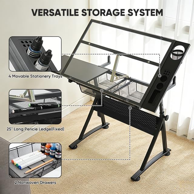 Magshion Drafting Table Adjustable Drawing Table w/Stool