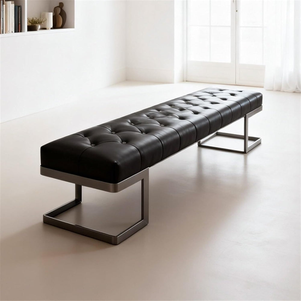 Modern Leather Bed end Stool Bedroom Dressing Room Living Shoe Changing Entry...
