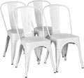 Yaheetech Metal Dining Chairs Set of 4, Industrial Stackable Kitchen Chairs with Back for Dining Room/Restaurant/Bistro/Patio, Indoor & Outdoor Use, Distressed White