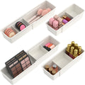 Desk Drawer Organizer Tray, 4 Pack Expandable Drawer Organizer with Dividers Adjustable, Bathroom Organizer Bins for Junk, Office, Makeup, Kitchen Utensil