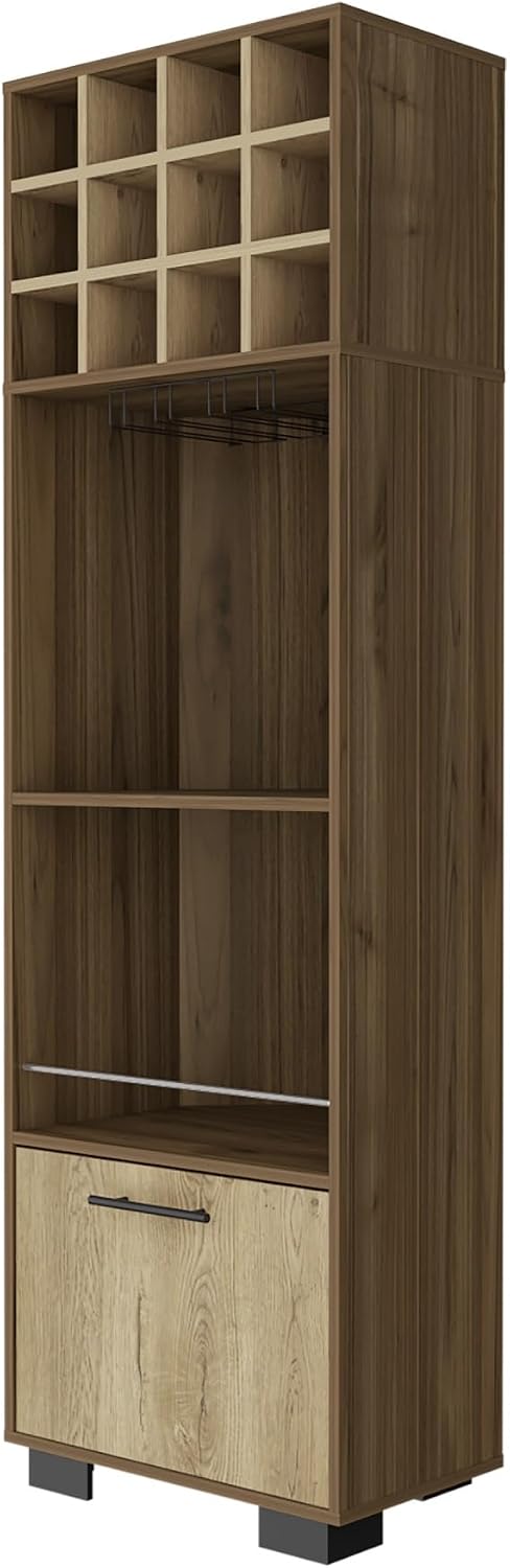 Corner Wine Cabinet Storage Locker, Tall Pantry Sideboard witn 2-Shelf and 1-...