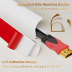 78" Side Open One Cord Hider (<1/4") for Wall Mounted Tv,Extension Cable Cover to Hide Conceal Cords Along Wall,Wire Raceway Management Cable Concealer Channel,Electric Cord Organizer Wiremold,White